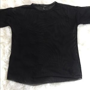 Black Mesh Oversized Shirt